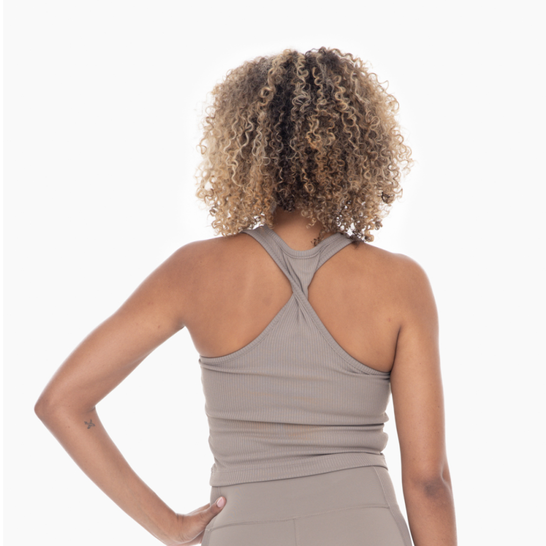 Neutral Ribbed Twisted Racerback
