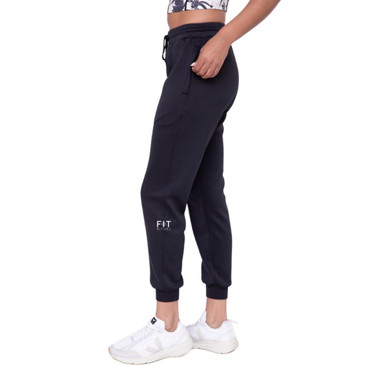Black Cuffed Joggers with Zip Pockets